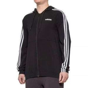 Adidas New w/Tags Mens ED6962 Black w/White Full Zip Hooded Track Jacket Size S